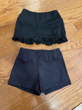 Black Ruffle dance gymnastics Bottom & Black High Waisted Short Set
